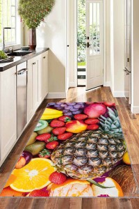 Renkli Kaymaz Taban Yıkanır Ananaslı Mutfak Halısı AR1230 Renkli Kaymaz Taban Yıkanır Ananaslı Mutfak Halısı AR1230