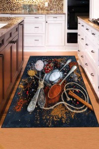 Renkli Kaymaz Taban 3D Baharat Desenli Mutfak Halısı AR1237 Renkli Kaymaz Taban 3D Baharat Desenli Mutfak Halısı AR1237