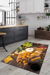 Renkli Kaymaz Taban Yıkanabilir Meyveli Mutfak Halısı AR1238 Renkli Kaymaz Taban Yıkanabilir Meyveli Mutfak Halısı AR1238