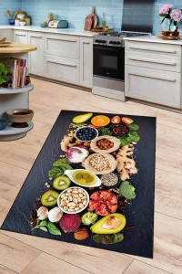 Renkli Kaymaz Taban Yıkanabilir Meyveli Mutfak Halısı AR1248 Renkli Kaymaz Taban Yıkanabilir Meyveli Mutfak Halısı AR1248