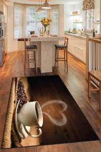 Kahverengi Kaymaz Tabanlı Kahve Desenli Mutfak Halısı AR1253 Kahverengi Kaymaz Tabanlı Kahve Desenli Mutfak Halısı AR1253