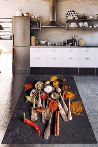 Renkli Kaymaz Taban 3D Baharat Desenli Mutfak Halısı AR1260 Renkli Kaymaz Taban 3D Baharat Desenli Mutfak Halısı AR1260