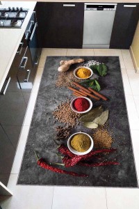 Renkli Kaymaz Taban 3D Baharat Desenli Mutfak Halısı AR1261 Renkli Kaymaz Taban 3D Baharat Desenli Mutfak Halısı AR1261