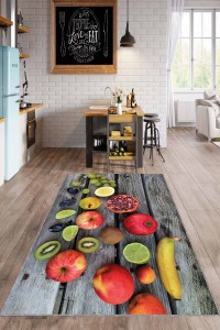 Çok Renkli Kaymaz Taban Yıkanır Meyveli Mutfak Halısı AR1263 Çok Renkli Kaymaz Taban Yıkanır Meyveli Mutfak Halısı AR1263