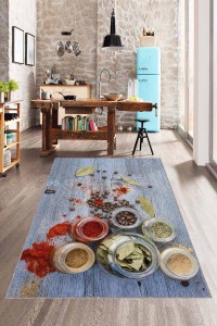 Renkli Kaymaz Taban 3D Baharat Desenli Mutfak Halısı AR1264 Renkli Kaymaz Taban 3D Baharat Desenli Mutfak Halısı AR1264
