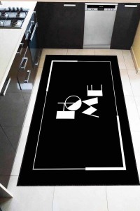 Siyah Kaymaz Taban Yıkanan Home Yazılı Mutfak Halısı AR1267 Siyah Kaymaz Taban Yıkanan Home Yazılı Mutfak Halısı AR1267