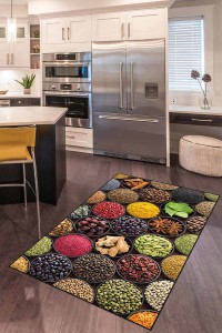 Renkli Kaymaz Taban 3D Baharat Desenli Mutfak Halısı AR1268 Renkli Kaymaz Taban 3D Baharat Desenli Mutfak Halısı AR1268