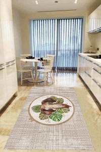 Bej Kaymaz Tabanlı Yıkanabilir Filli Mutfak Halısı AR1273 Bej Kaymaz Tabanlı Yıkanabilir Filli Mutfak Halısı AR1273