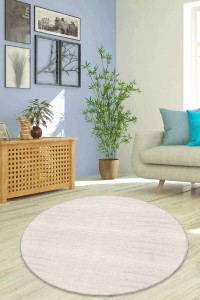 Bej Kaymaz Tabanlı Desensiz Yuvarlak Mutfak Halısı AR1356 Bej Kaymaz Tabanlı Desensiz Yuvarlak Mutfak Halısı AR1356