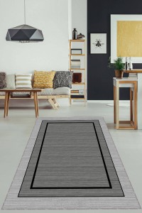 Koyu Gri Kaymaz Tabanlı Çerçeveli Mutfak Halısı AR1426 Koyu Gri Kaymaz Tabanlı Çerçeveli Mutfak Halısı AR1426