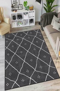 Antrasit Kaymaz Tabanlı Moroccan Mutfak Halısı AR1459 Antrasit Kaymaz Tabanlı Moroccan Mutfak Halısı AR1459