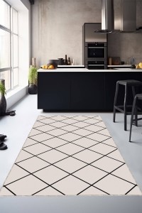 Vizon Kaymaz Tabanlı Modern Mutfak Halısı AR1468 Vizon Kaymaz Tabanlı Modern Mutfak Halısı AR1468