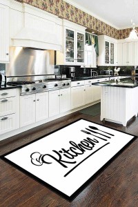 Beyaz Kaymaz Tabanlı Kitchen Yazılı Mutfak Halısı AR177 Beyaz Kaymaz Tabanlı Kitchen Yazılı Mutfak Halısı AR177