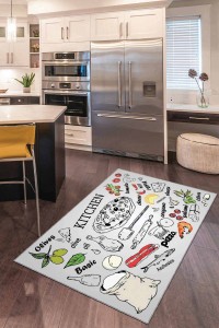 Renkli Kaymaz Taban Yıkanabilir Meyveli Mutfak Halısı AR179 Renkli Kaymaz Taban Yıkanabilir Meyveli Mutfak Halısı AR179