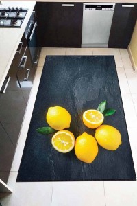 Sarı Kaymaz Taban Yıkanan Limon Desenli Mutfak Halısı AR201 Sarı Kaymaz Taban Yıkanan Limon Desenli Mutfak Halısı AR201