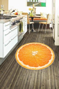 Turuncu Kaymaz Tabanlı Meyveli Yuvarlak Mutfak Halısı AR203 Turuncu Kaymaz Tabanlı Meyveli Yuvarlak Mutfak Halısı AR203