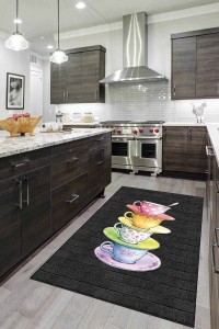 Siyah Kaymaz Taban Yıkanabilir Fincanlı Mutfak Halısı AR209 Siyah Kaymaz Taban Yıkanabilir Fincanlı Mutfak Halısı AR209