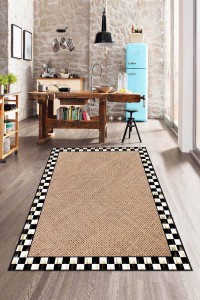 Bej Kaymaz Tabanlı Hasır Jüt Görünümlü Mutfak Halısı AR331B Bej Kaymaz Tabanlı Hasır Jüt Görünümlü Mutfak Halısı AR331B