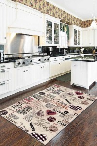 Bej Kaymaz Tabanlı Yıkanan Kahve Desenli Mutfak Halısı AR337 Bej Kaymaz Tabanlı Yıkanan Kahve Desenli Mutfak Halısı AR337