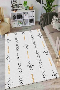 Gri Kaymaz Tabanlı Yıkanır Etnik Desenli Mutfak Halısı AR360 Gri Kaymaz Tabanlı Yıkanır Etnik Desenli Mutfak Halısı AR360