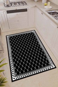 Siyah Kaymaz Tabanlı Yıkanabilir Modern Mutfak Halısı AR375 Siyah Kaymaz Tabanlı Yıkanabilir Modern Mutfak Halısı AR375