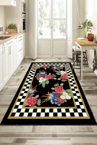 Çok Renkli Kaymaz Taban Yıkanan Çiçekli Mutfak Halısı AR376 Çok Renkli Kaymaz Taban Yıkanan Çiçekli Mutfak Halısı AR376
