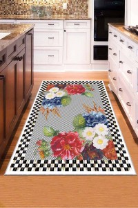 Çok Renkli Kaymaz Taban Yıkanan Çiçekli Mutfak Halısı AR377 Çok Renkli Kaymaz Taban Yıkanan Çiçekli Mutfak Halısı AR377