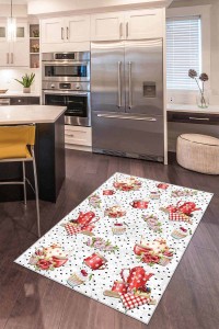 Pembe Kaymaz Taban Yıkanan Çaydanlıklı Mutfak Halısı AR389B Pembe Kaymaz Taban Yıkanan Çaydanlıklı Mutfak Halısı AR389B