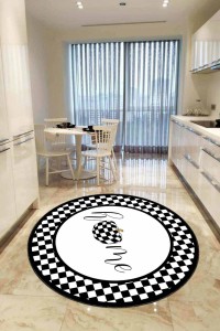 Beyaz Kaymaz Taban Home Yazılı Yuvarlak Mutfak Halısı AR419 Beyaz Kaymaz Taban Home Yazılı Yuvarlak Mutfak Halısı AR419