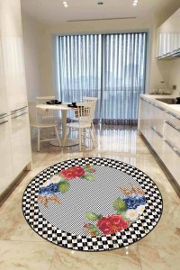 Çok Renkli Kaymaz Taban Çiçekli Yuvarlak Mutfak Halısı AR421 Çok Renkli Kaymaz Taban Çiçekli Yuvarlak Mutfak Halısı AR421