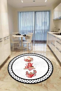 Pembe Kaymaz Çaydanlık Desenli Yuvarlak Mutfak Halısı AR422 Pembe Kaymaz Çaydanlık Desenli Yuvarlak Mutfak Halısı AR422