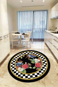 Çok Renkli Kaymaz Taban Çiçekli Yuvarlak Mutfak Halısı AR437 Çok Renkli Kaymaz Taban Çiçekli Yuvarlak Mutfak Halısı AR437