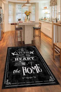 Siyah Kaymaz Tabanlı Kitchen Yazılı Mutfak Halısı AR465 Siyah Kaymaz Tabanlı Kitchen Yazılı Mutfak Halısı AR465