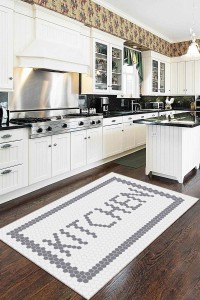 Gri Kaymaz Taban Yıkanan Kitchen Yazılı Mutfak Halısı AR492 Gri Kaymaz Taban Yıkanan Kitchen Yazılı Mutfak Halısı AR492
