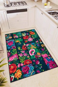 Renkli Kaymaz Tabanlı Yıkanır Patchwork Mutfak Halısı AR572 Renkli Kaymaz Tabanlı Yıkanır Patchwork Mutfak Halısı AR572