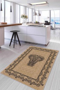 Bej Kaymaz Tabanlı Filli Jüt Görünümlü Mutfak Halısı AR673 Bej Kaymaz Tabanlı Filli Jüt Görünümlü Mutfak Halısı AR673