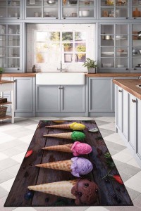 Çok Renkli Kaymaz Tabanlı 3D Üç Boyutlu Mutfak Halısı AR763 Çok Renkli Kaymaz Tabanlı 3D Üç Boyutlu Mutfak Halısı AR763