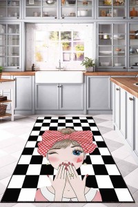 Kırmızı Kaymaz Taban Yıkanan Aşçı Desen Mutfak Halısı AR773 Kırmızı Kaymaz Taban Yıkanan Aşçı Desen Mutfak Halısı AR773