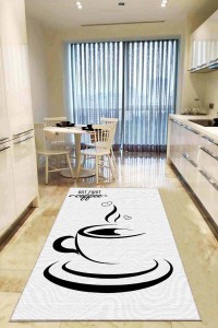 Gri Kaymaz Taban Yıkanır Fincan Desenli Mutfak Halısı AR830 Gri Kaymaz Taban Yıkanır Fincan Desenli Mutfak Halısı AR830