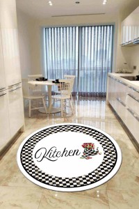 Beyaz Kaymaz Tabanlı Mackenzie Yuvarlak Mutfak Halısı AR872 Beyaz Kaymaz Tabanlı Mackenzie Yuvarlak Mutfak Halısı AR872