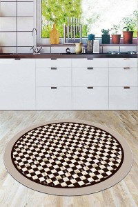 Kahve Kaymaz Tabanlı Mackenzie Yuvarlak Mutfak Halısı AR876 Kahve Kaymaz Tabanlı Mackenzie Yuvarlak Mutfak Halısı AR876