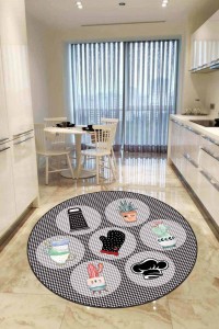 Gri Kaymaz Taban Kaktüs Desenli Yuvarlak Mutfak Halısı AR919 Gri Kaymaz Taban Kaktüs Desenli Yuvarlak Mutfak Halısı AR919