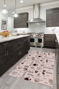 Bej Kaymaz Tabanlı Çaydanlık Desenli Mutfak Halısı AR973 Bej Kaymaz Tabanlı Çaydanlık Desenli Mutfak Halısı AR973