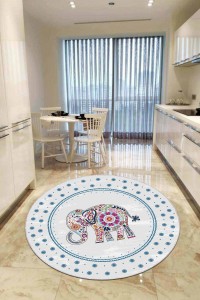 Mavi Kaymaz Taban Yıkanır Filli Yuvarlak Mutfak Halısı AR997 Mavi Kaymaz Taban Yıkanır Filli Yuvarlak Mutfak Halısı AR997