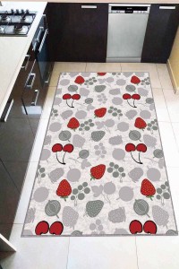 Kırmızı Kaymaz Taban Yıkanabilen Meyveli Mutfak Halısı MT03 Kırmızı Kaymaz Taban Yıkanabilen Meyveli Mutfak Halısı MT03