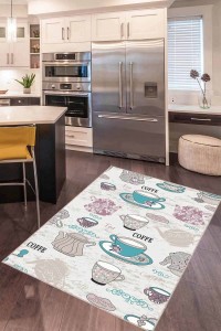 Turkuaz Kaymaz Taban Yıkanır Çaydanlıklı Mutfak Halısı MT15 Turkuaz Kaymaz Taban Yıkanır Çaydanlıklı Mutfak Halısı MT15