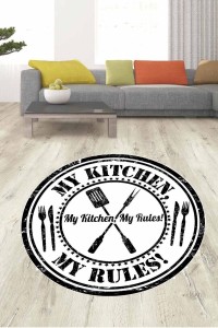 Beyaz Kaymaz My Kitchen My Rules Yuvarlak Mutfak Halısı MT22 Beyaz Kaymaz My Kitchen My Rules Yuvarlak Mutfak Halısı MT22