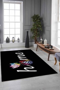 Siyah Kaymaz Tabanlı Yıkanır Home Desenli Mutfak Halısı MT23 Siyah Kaymaz Tabanlı Yıkanır Home Desenli Mutfak Halısı MT23