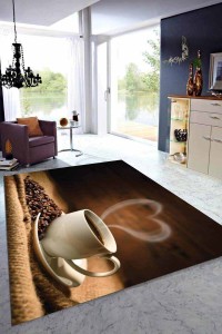 Kahverengi Kaymaz Tabanlı Coffee Temalı Mutfak Halısı MT28 Kahverengi Kaymaz Tabanlı Coffee Temalı Mutfak Halısı MT28