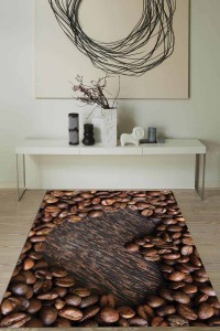 Kahverengi Kaymaz Tabanlı Coffee Temalı Mutfak Halısı MT30 Kahverengi Kaymaz Tabanlı Coffee Temalı Mutfak Halısı MT30